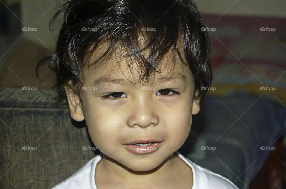 Portrait of Asian boys are smiling happily.