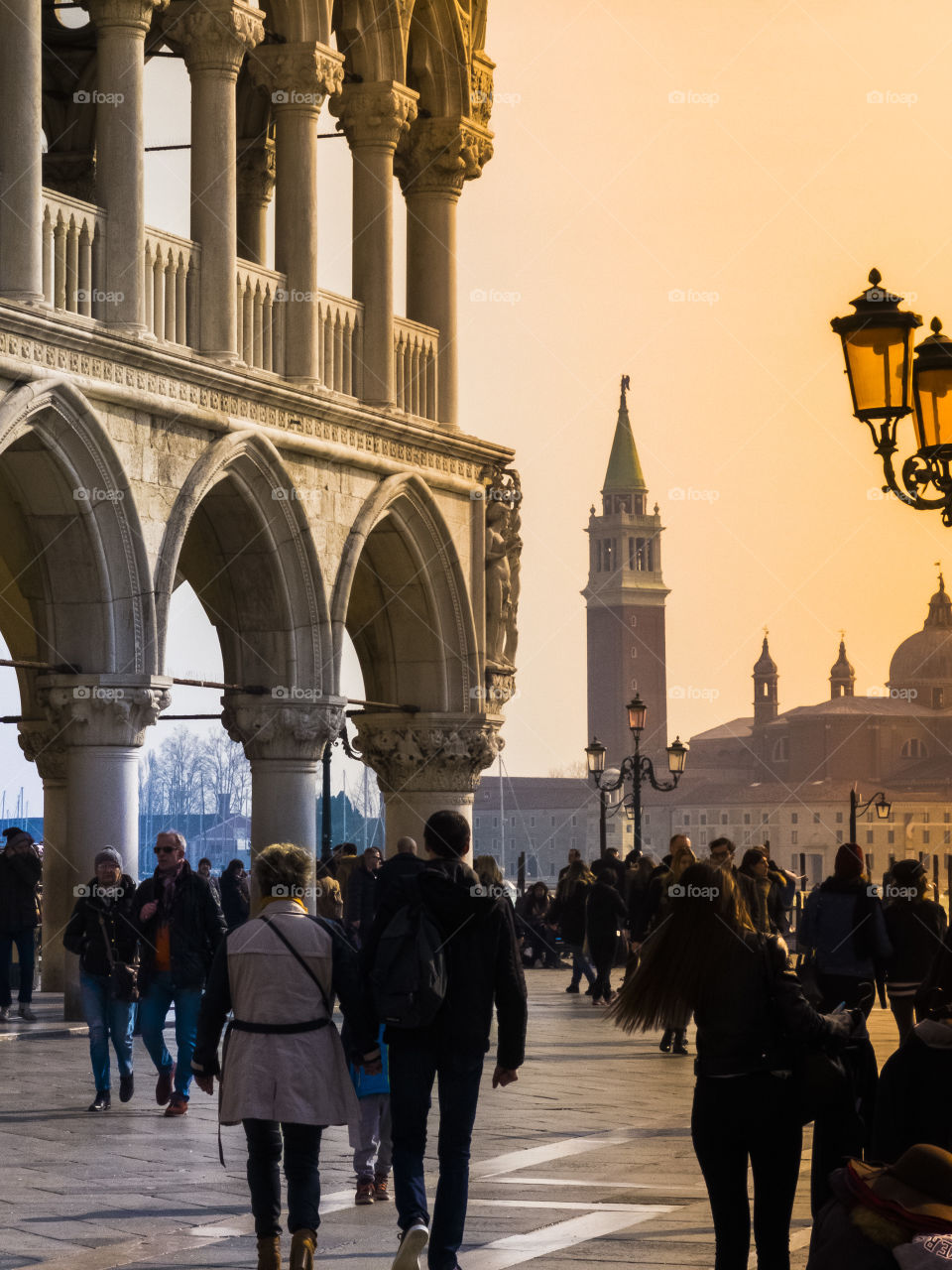 Venice, a unique view with a splendid sunset. one of the most beautiful cities in Italy and in the world. The beauty of its architecture, the sea, the canals, the gondolas etc. create a magical atomsphere. A dream that remains in the heart.