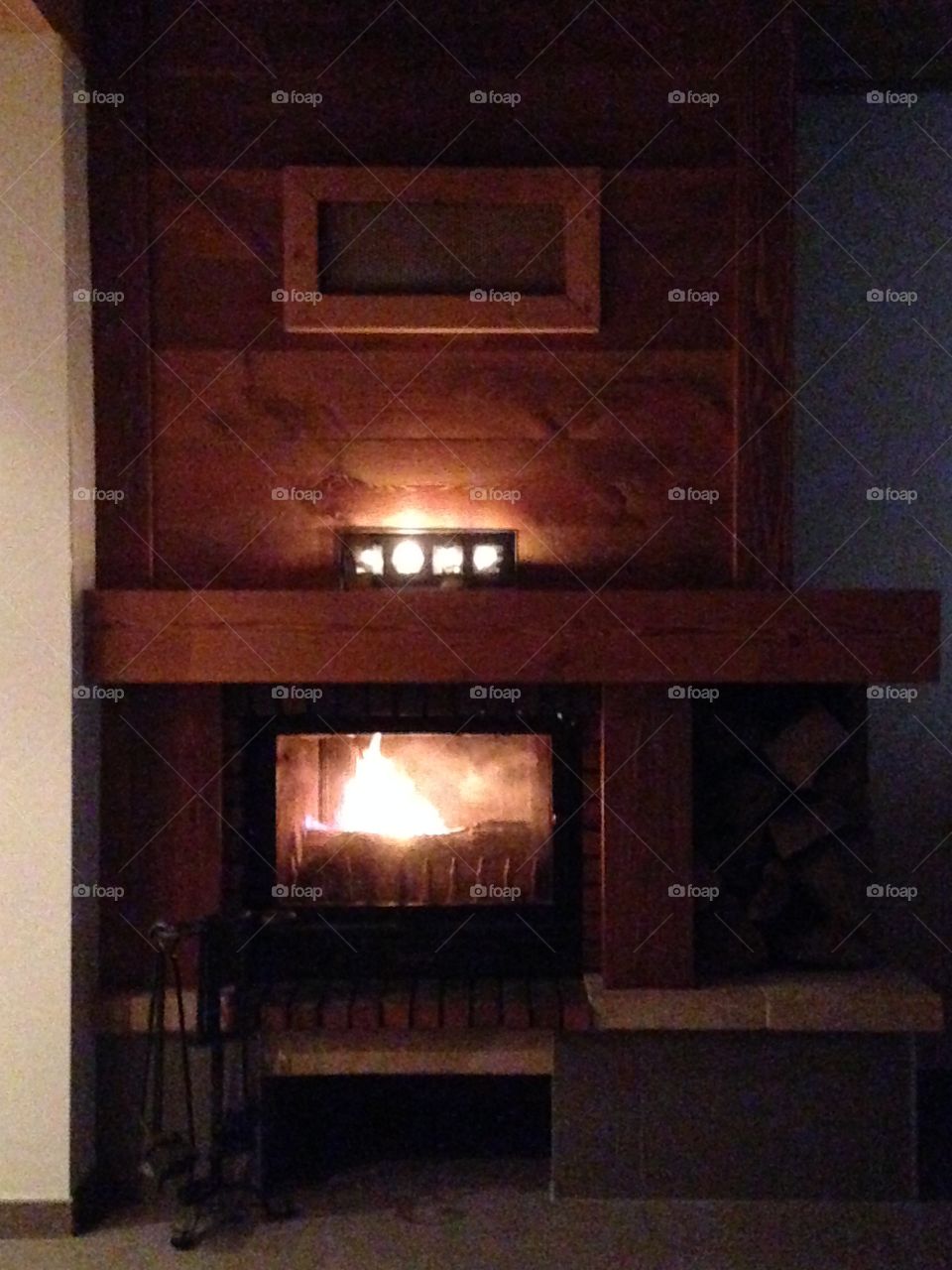 Fireplace in winter