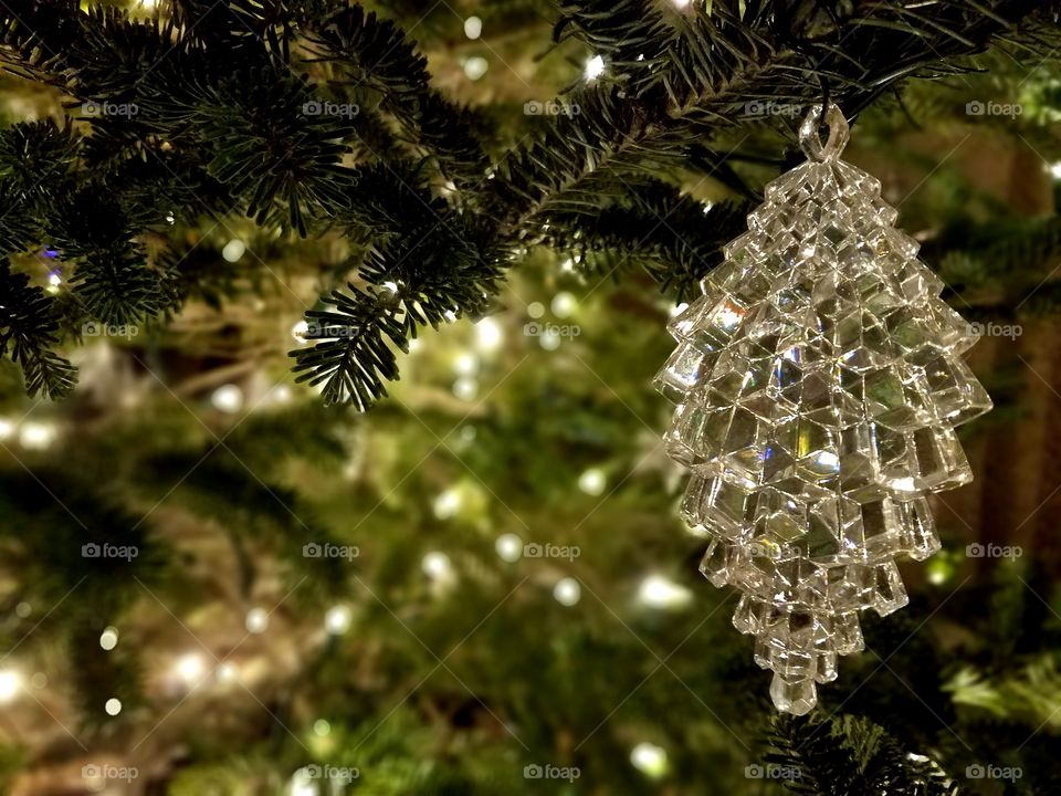 Crystal ornament on a Christmas tree