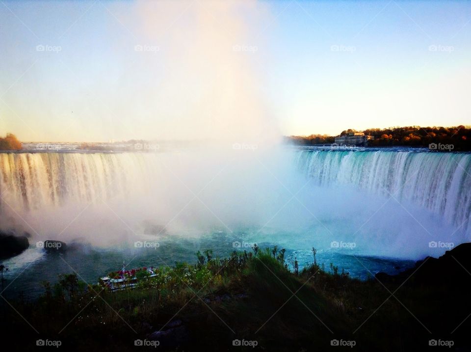 Niagara Falls. The horseshoe falls in the Canadian side.