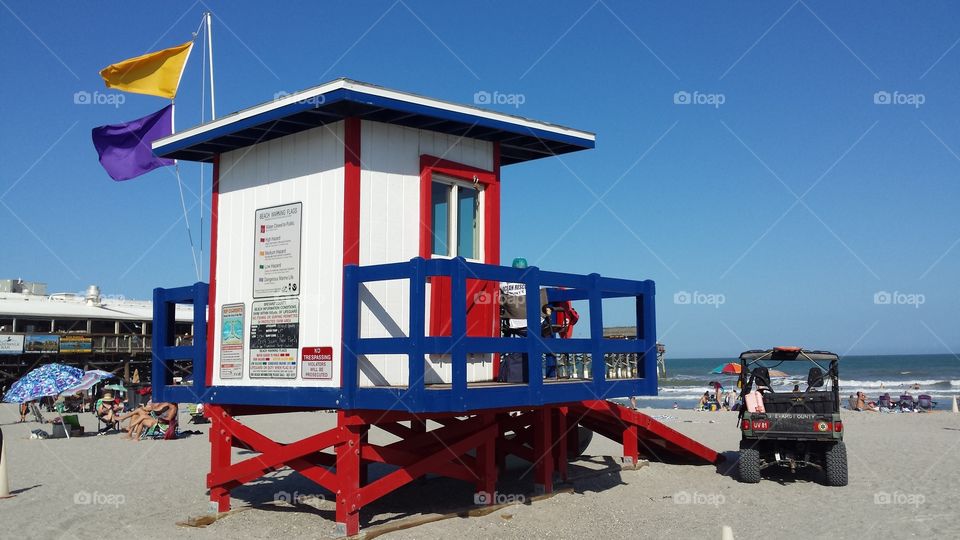 Lifeguard Shack. This colorful lifeguard  shack is located on Cocoa Beach, FL