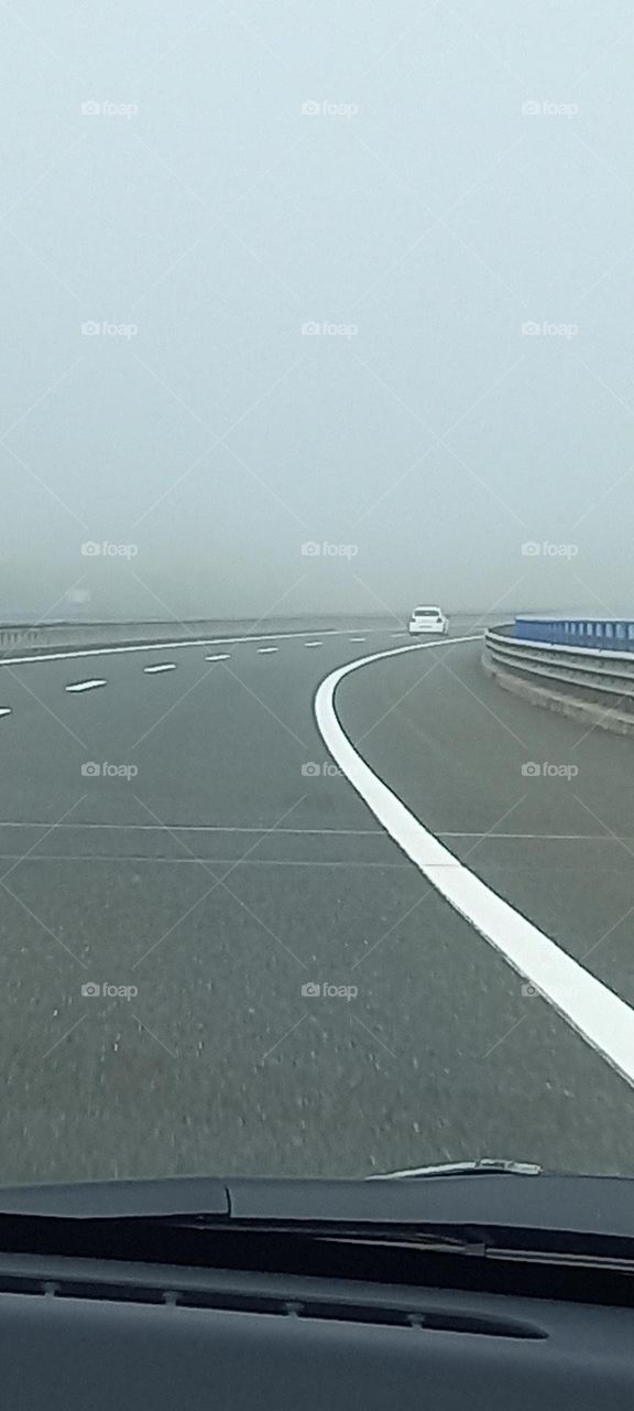 driving a car into the fog