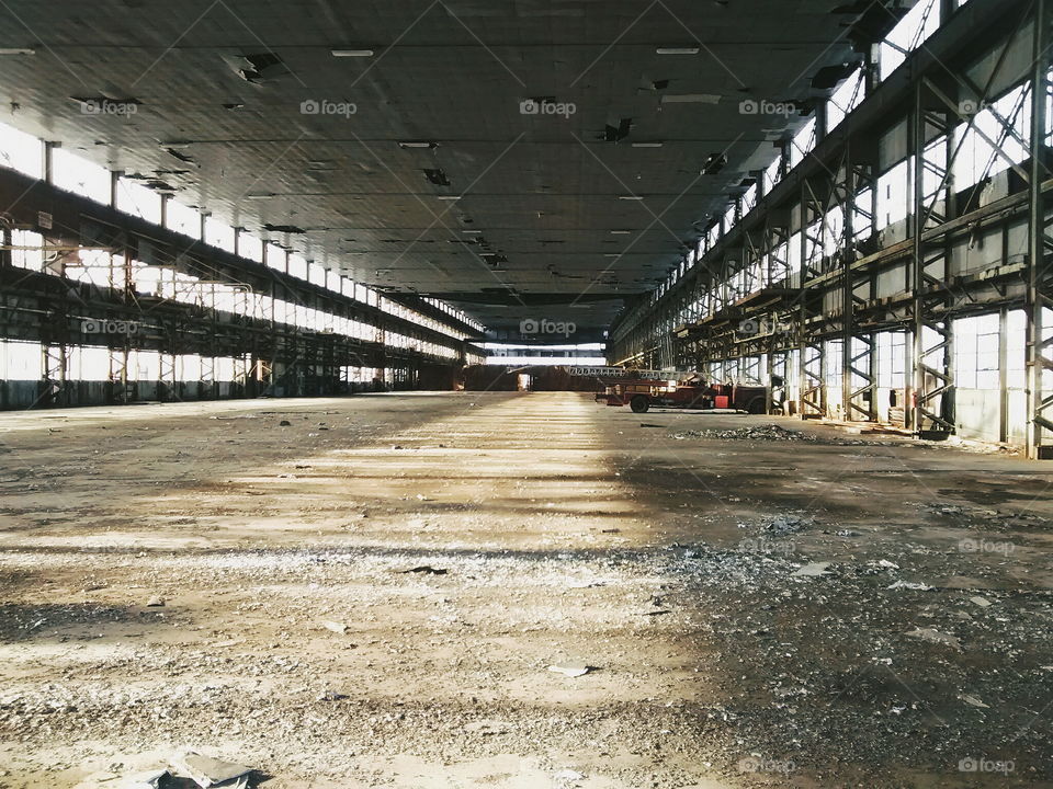 Abandoned factory warehouse interior
