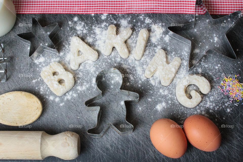 Baking text decorated with pastry cutter