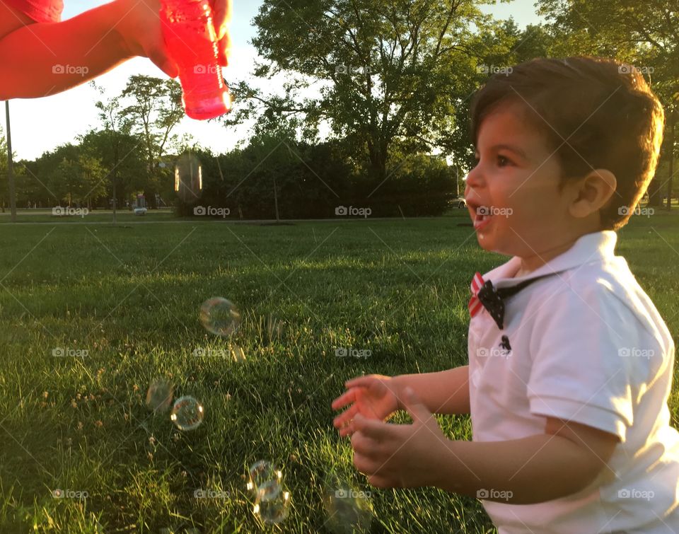 Toddler playing outdoors