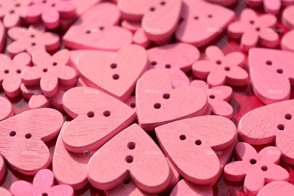 pink wooden hearts buttons art and craft