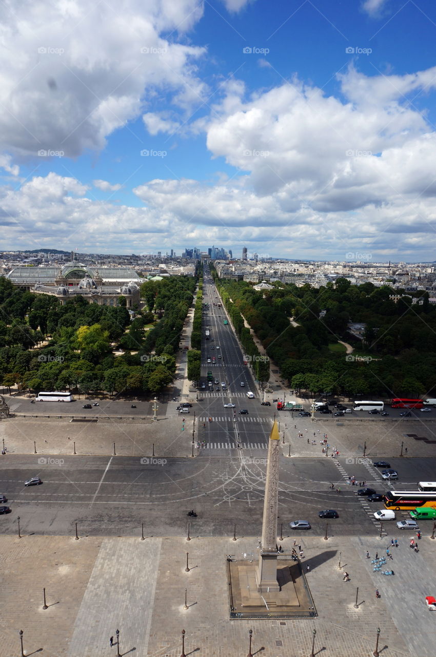top view of the Champs Elysees in Paris