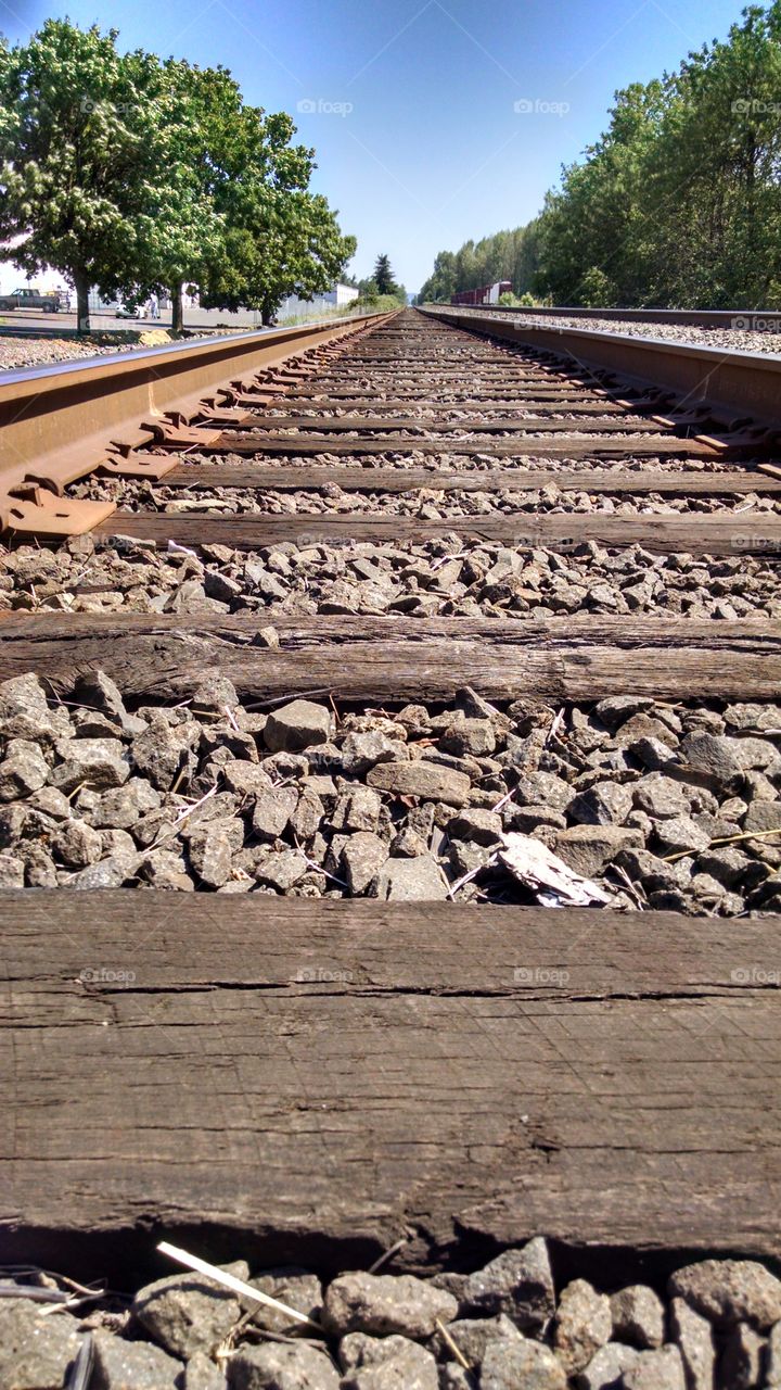Close-up of empty rail track