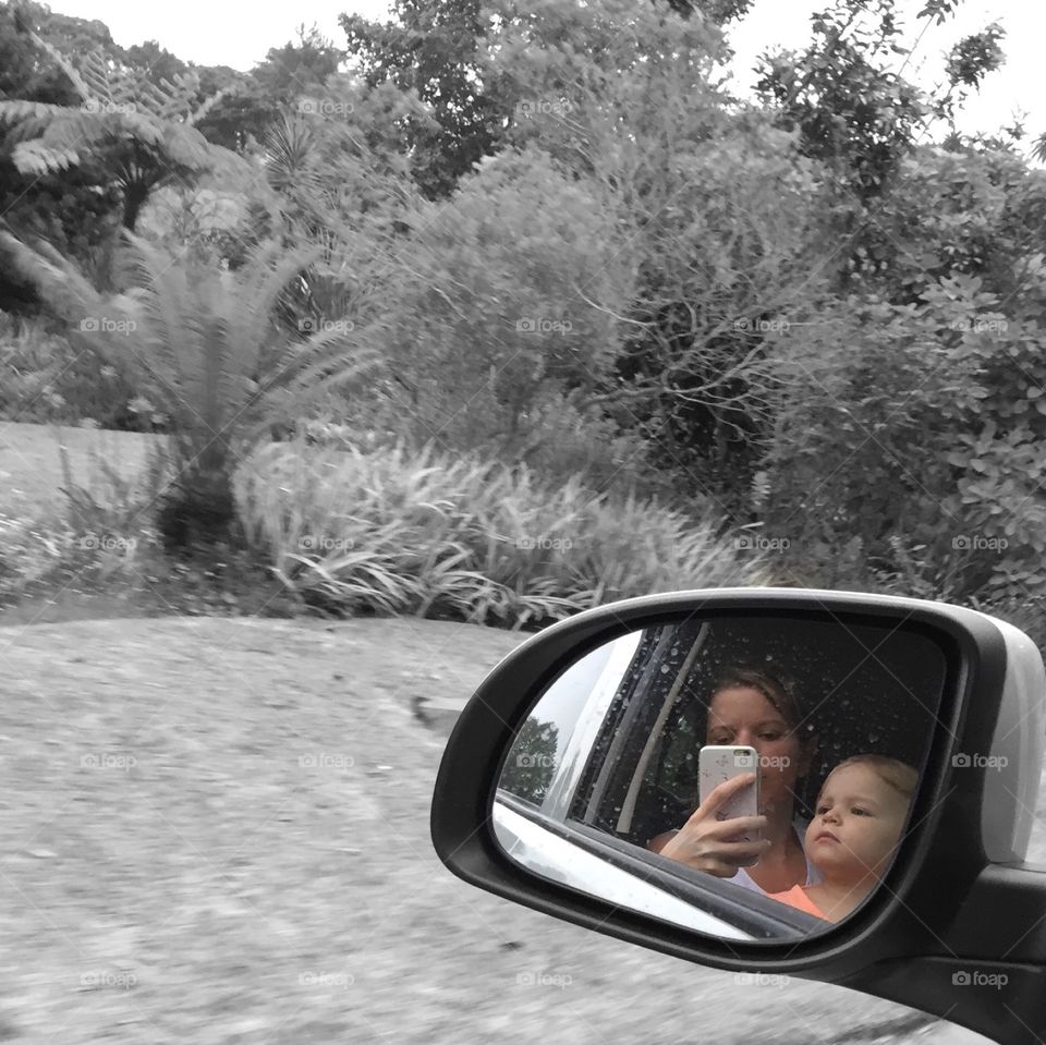 Mother and daughter car selfie