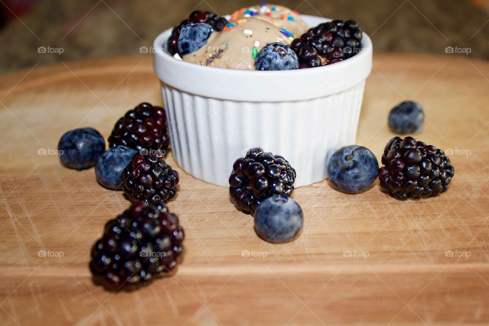 Ice cream and fruit