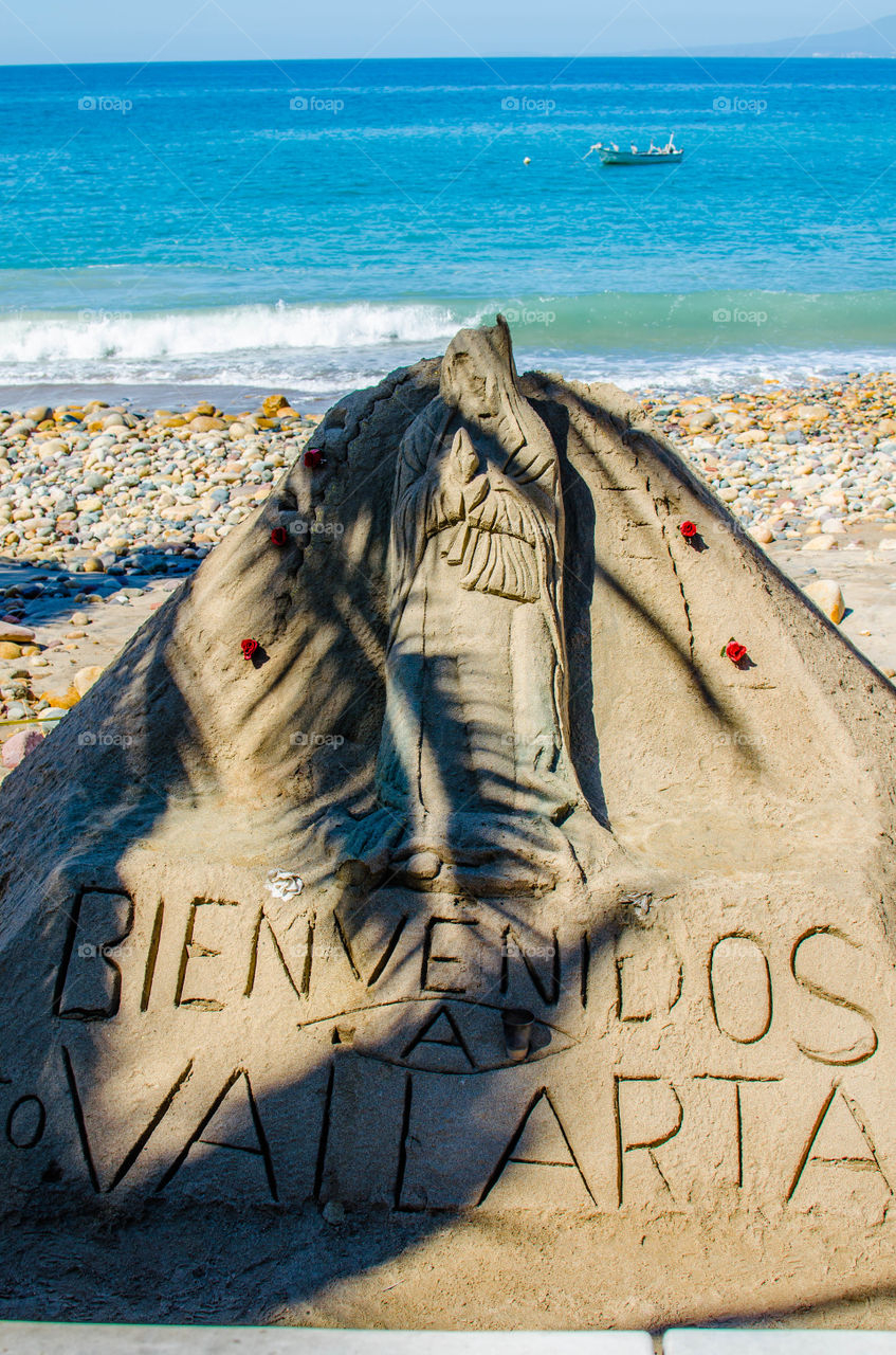 Welcome to Puerto Vallarta, Bienvenidos Puerto Vallarta sand sculpture 
