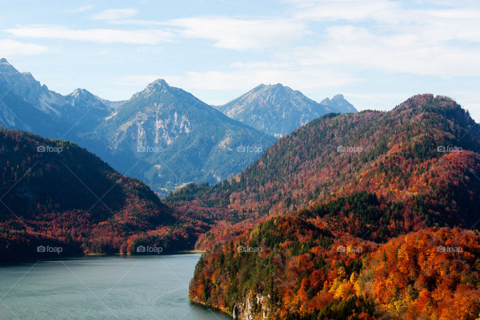 Scenic view of mountain during autumn