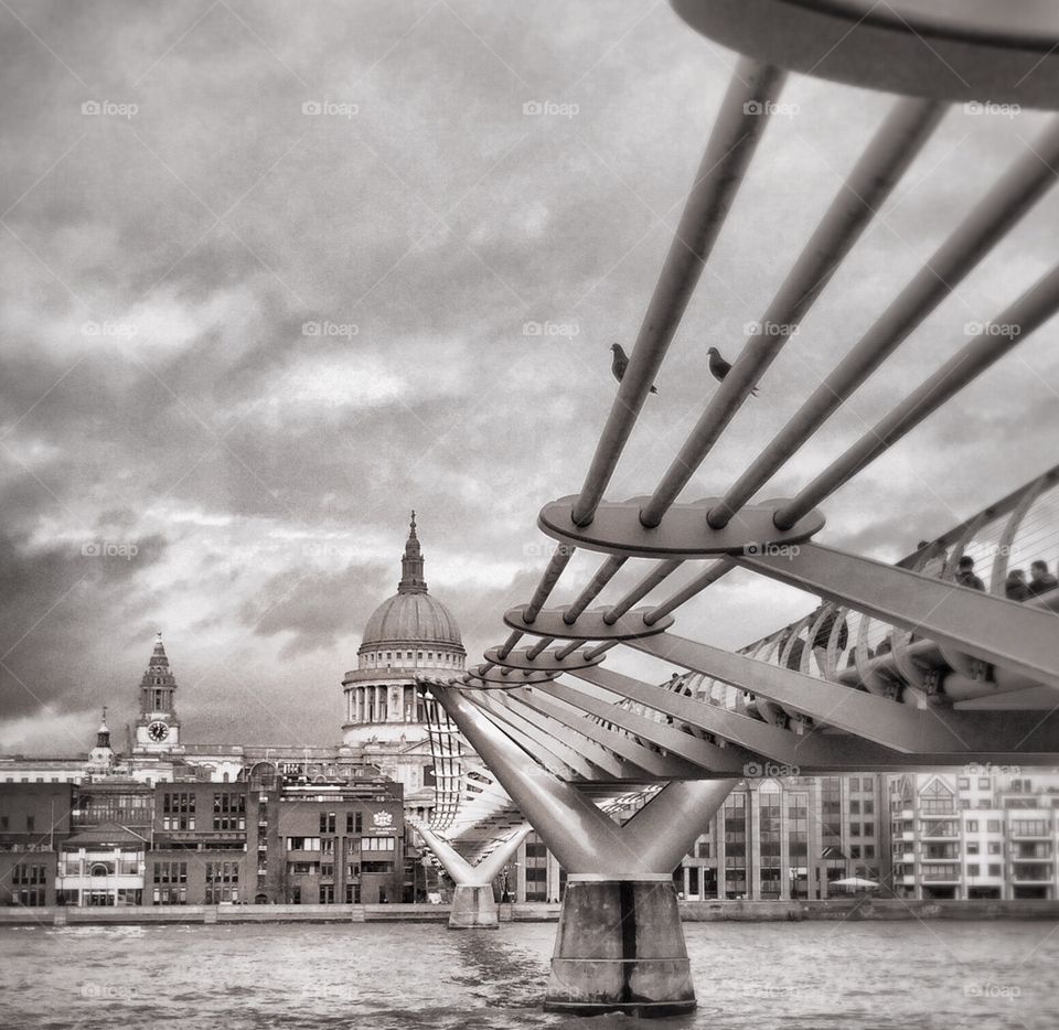 London Millenium bridge looking at St. Paul's cathedral 