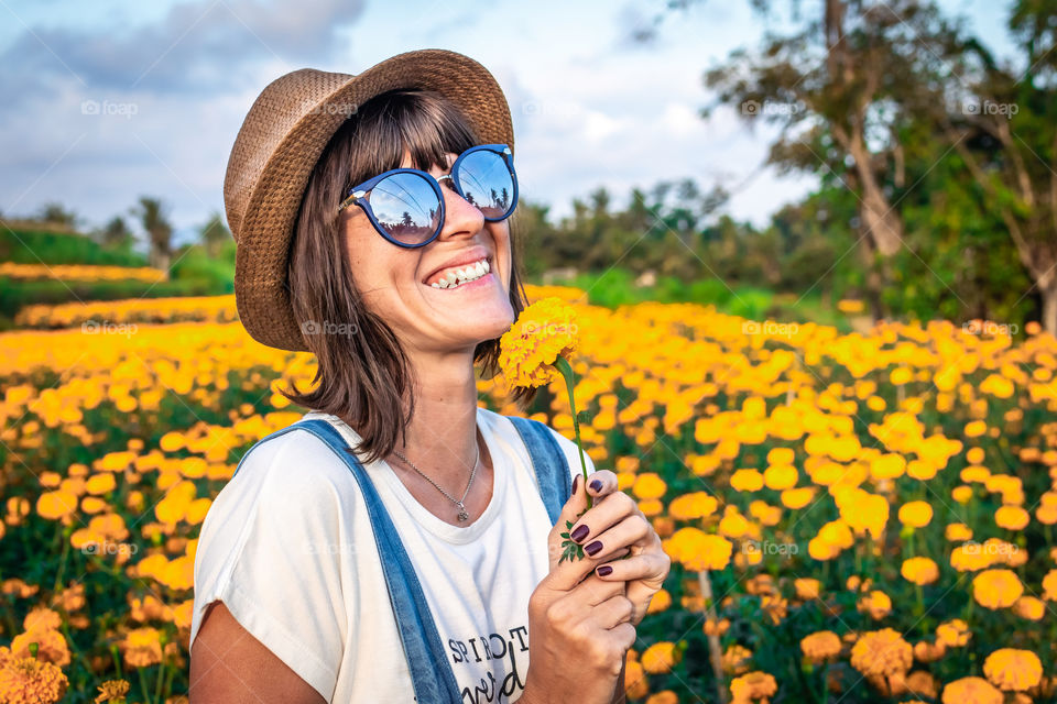 Marigold fields, Bali island.