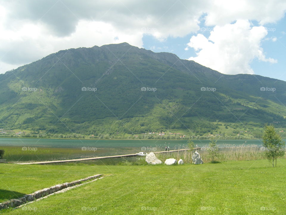 Plav lake Montenegro green landscape in summer