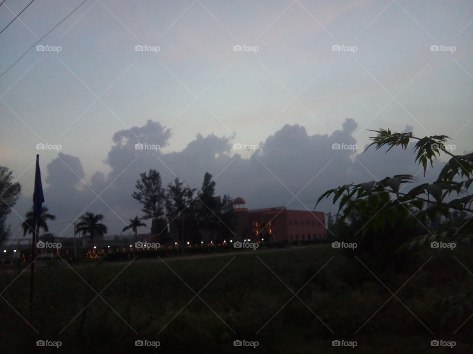 Beautiful clouds in the sky in a evening