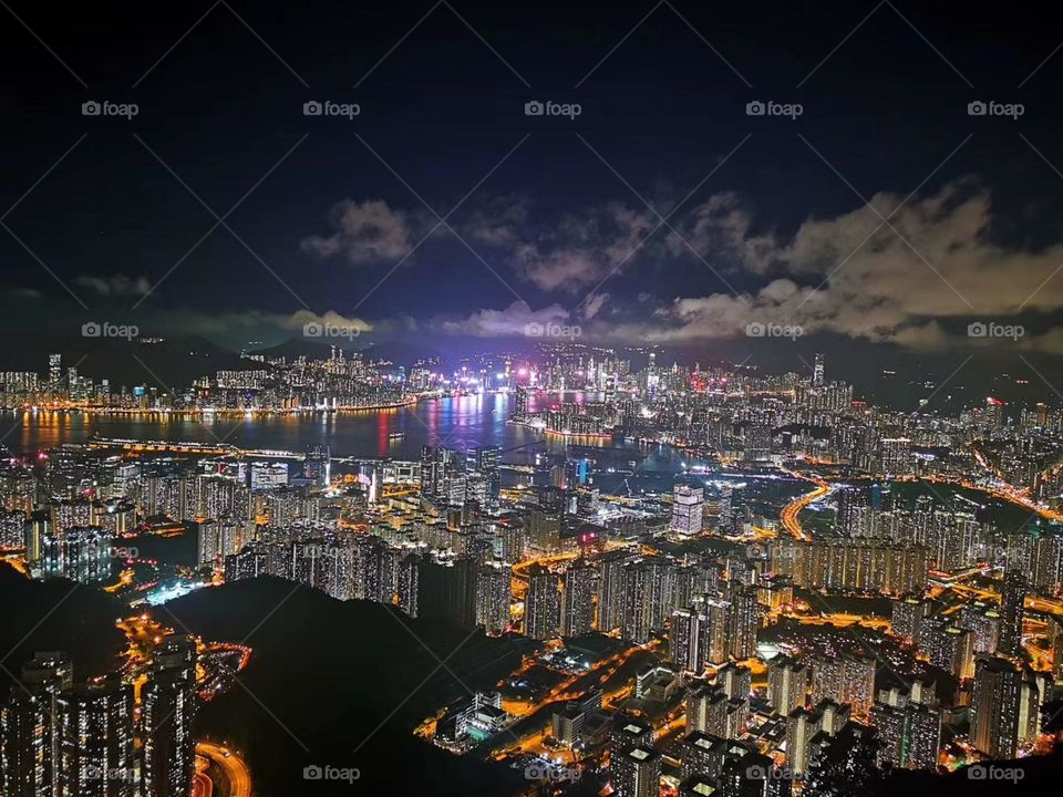 Hong Kong Night City View
