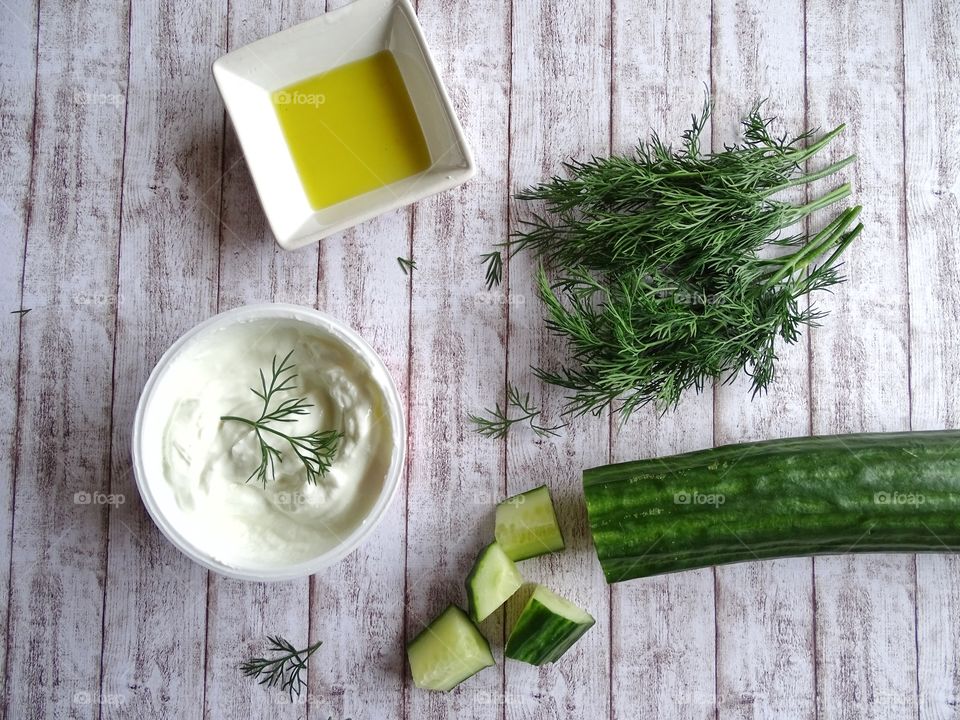 Preparing greek tzatziki