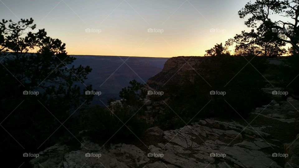 A beautiful summer evening sunset in the Grand Canyon in Arizona. 