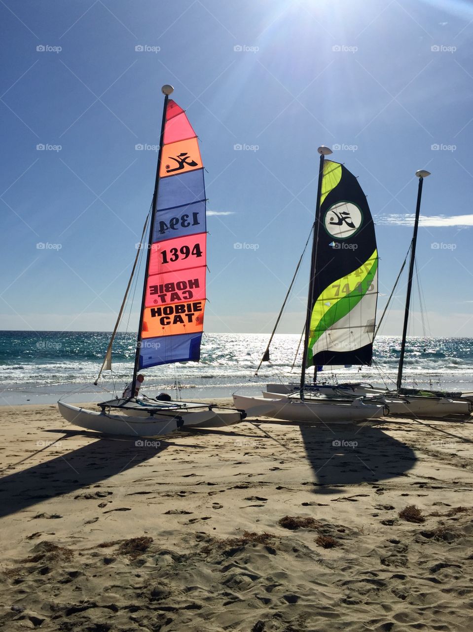 Bright boats on a beach