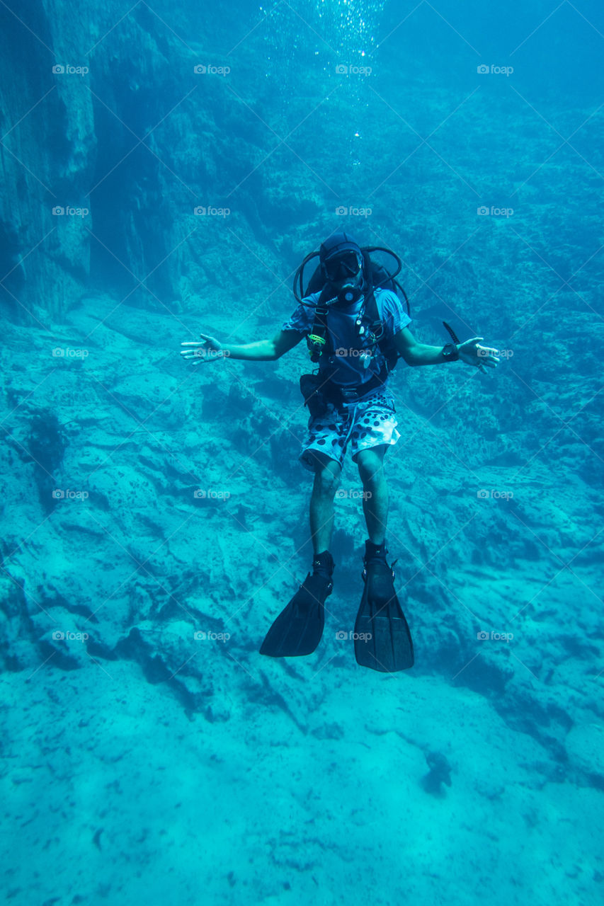 Enjoying no gravity in Barracuda Lake Philippines 
