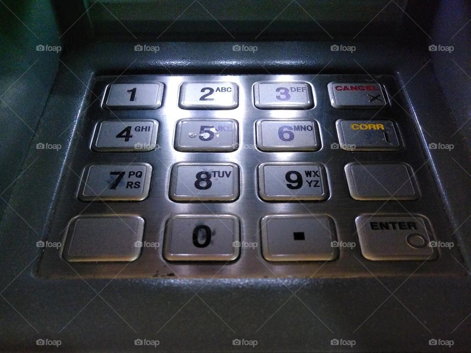 Atm button in the bank