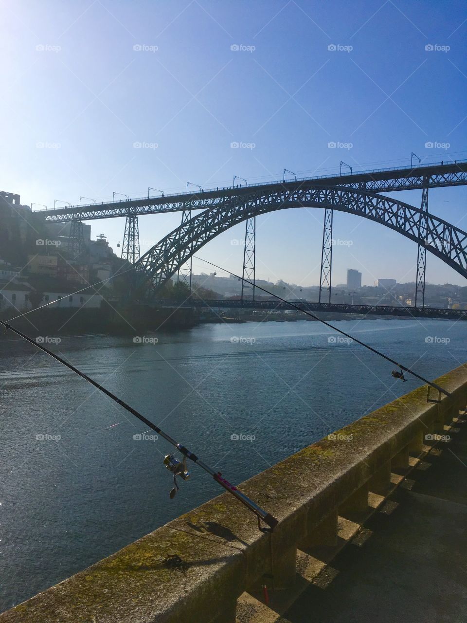 Fishing in front of Dom Luis Bridge, Porto