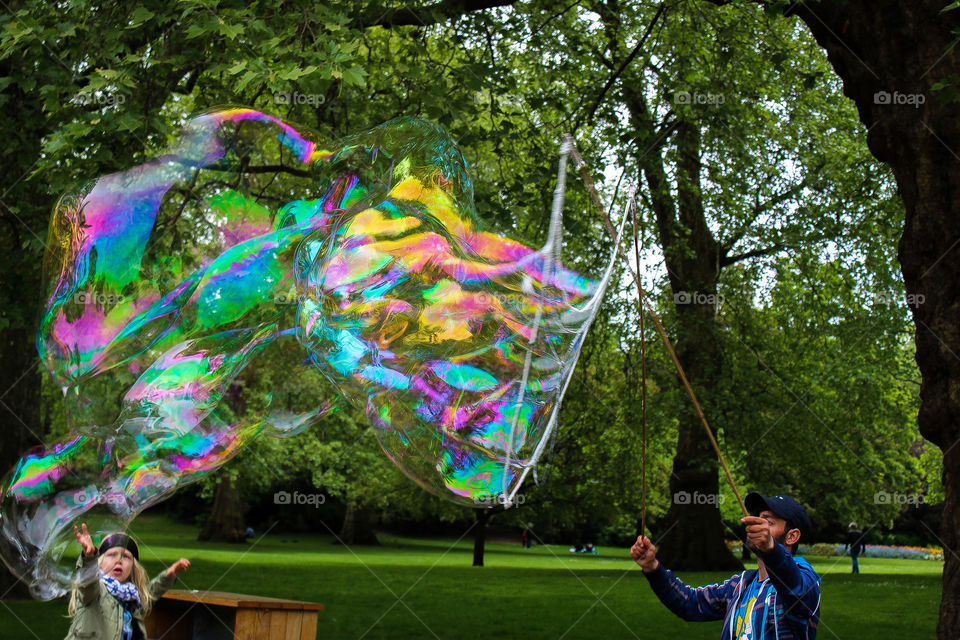 Man with bubbles