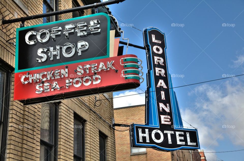 Lorraine Hotel and Neon Signs