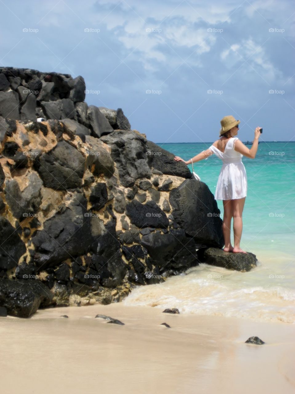 White dress. Hawaiian Scene