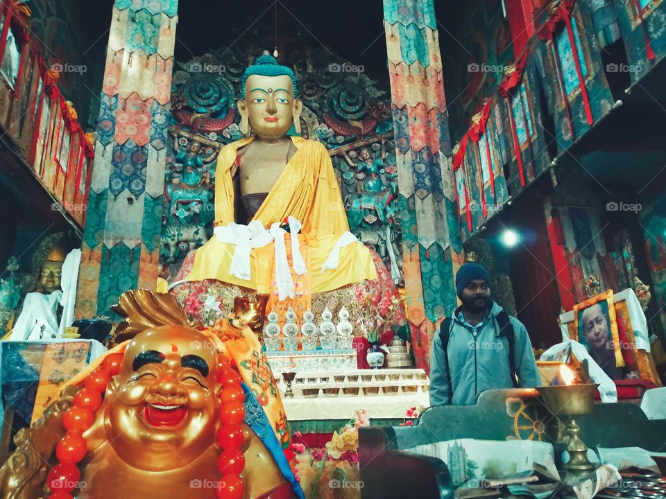 Old Ghoom Monastery is the popular name of Yiga Choeling in Darjeeling, India . The monastery belongs to the Gelukpa or the Yellow Hat sect and is known for its 15 feet (4.6 m)-high statue of the Maitreya Buddha.