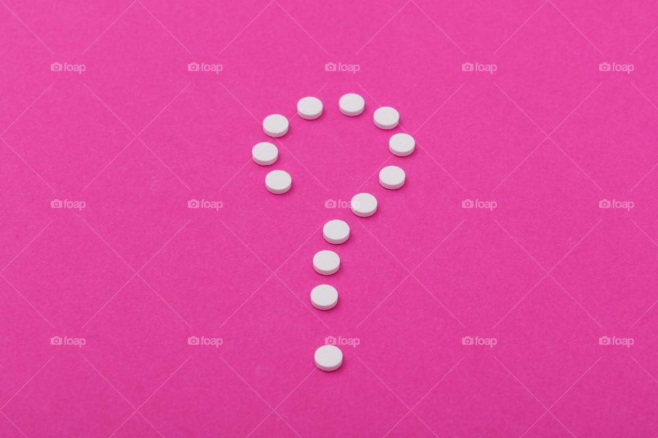 question mark on pink