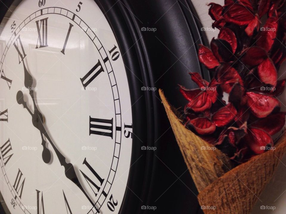 Clock and leaves