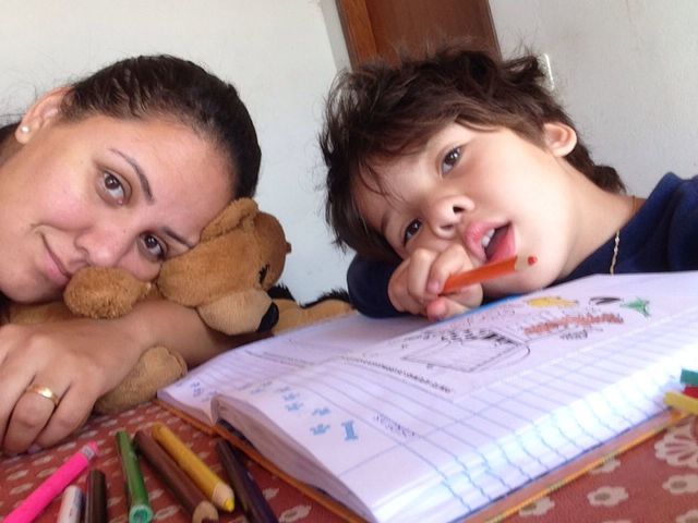 tired mom, monday morning....helping the youngest son on homework