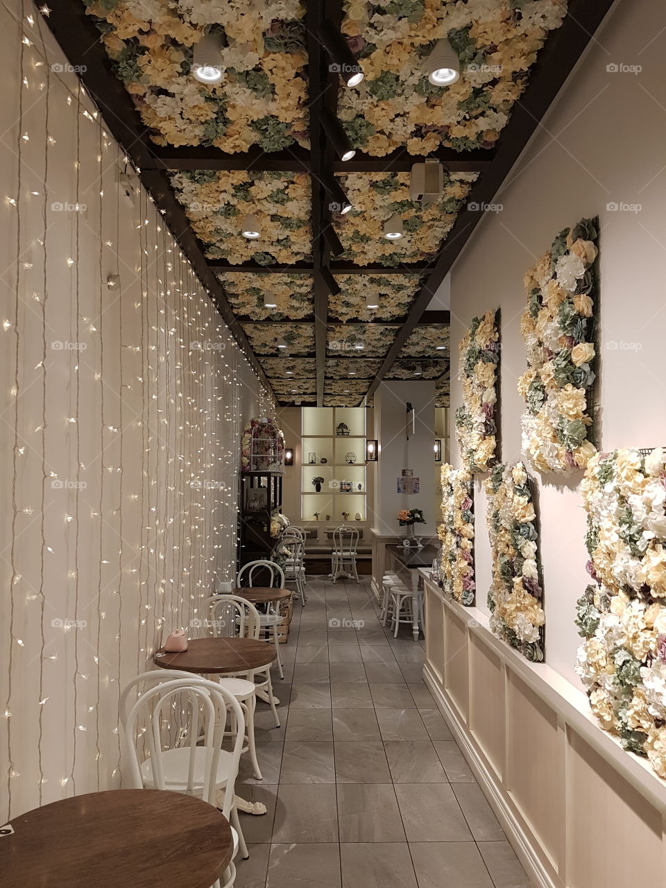 Beautiful floral design of a cafe where dreams are made