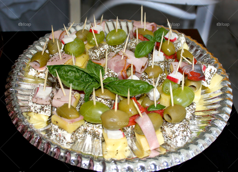 Party bites in a plate, ready to eat