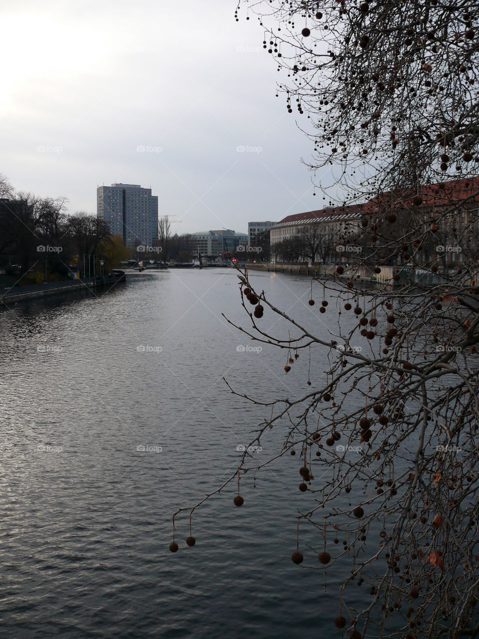 Urban skyline during winter in Berlin, Germany.