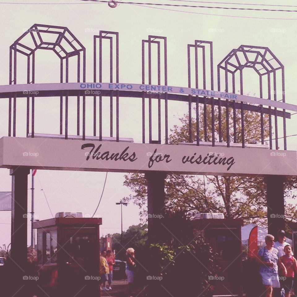 Ohio State Fair. Ohio sign at the Cardinal Gate (main gate) of the Ohio State Fairgrounds on opening day of the 2015 Ohio State Fair