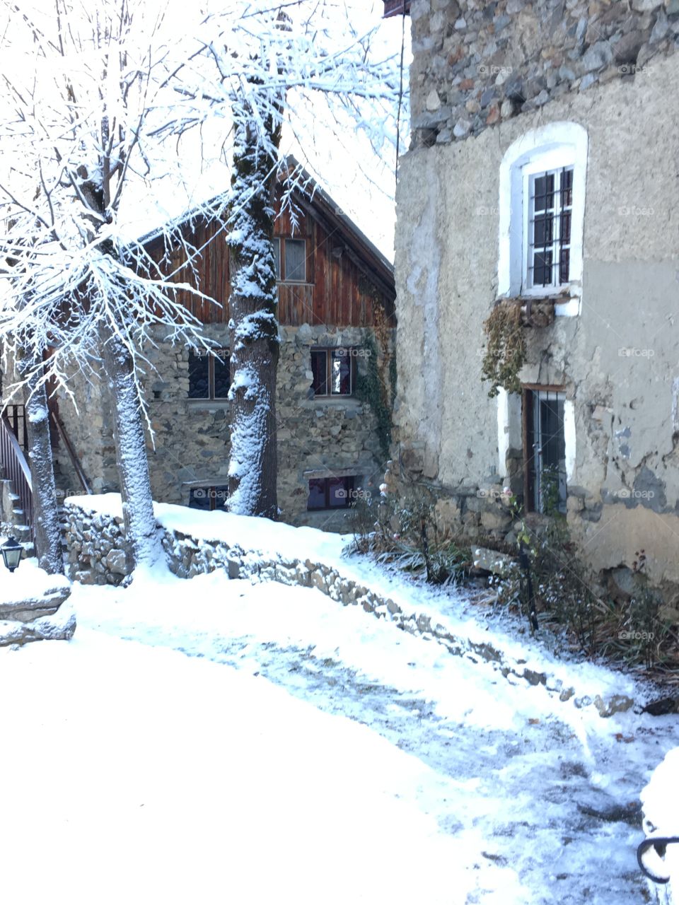 Rock Building in the snow 