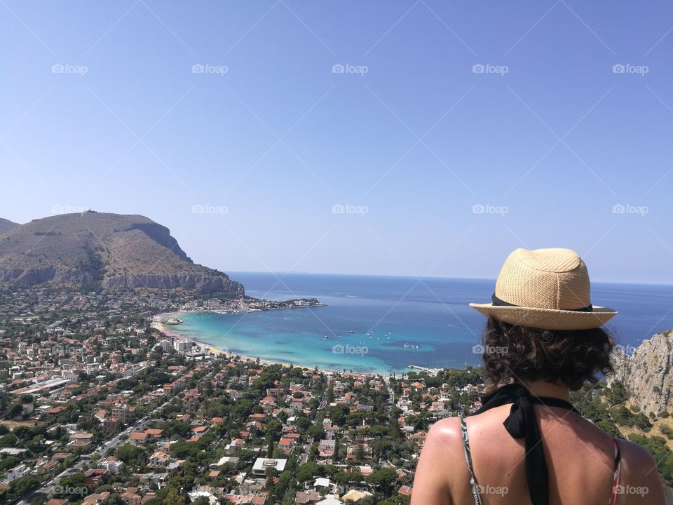 View of the beach of Mondello (Sicily)