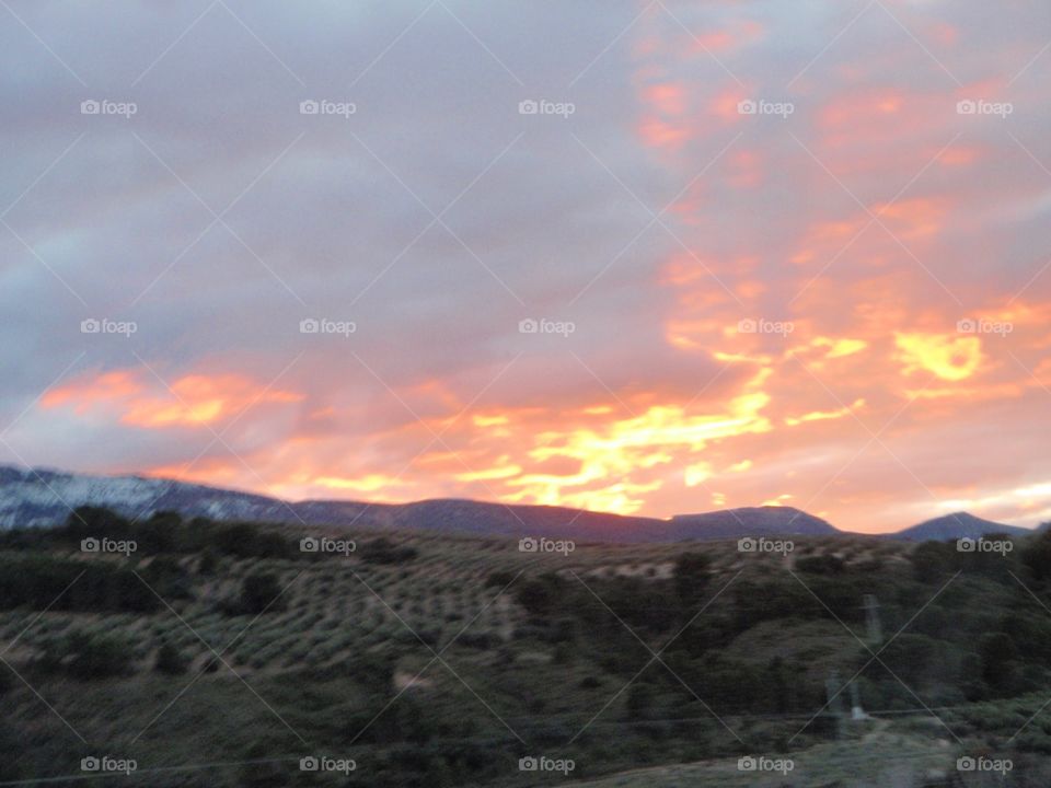 Sunset, Landscape, Mountain, Sky, Dawn