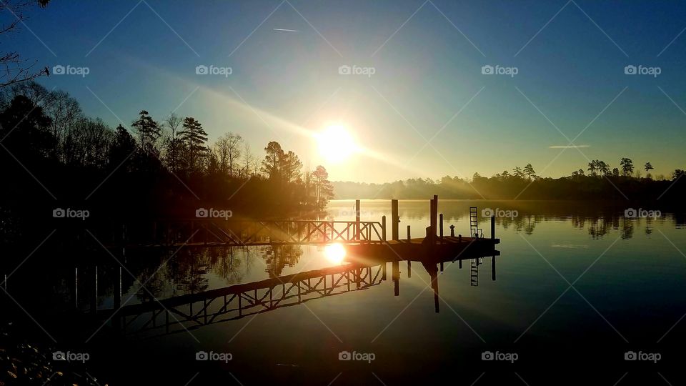 sunrise on the lake.