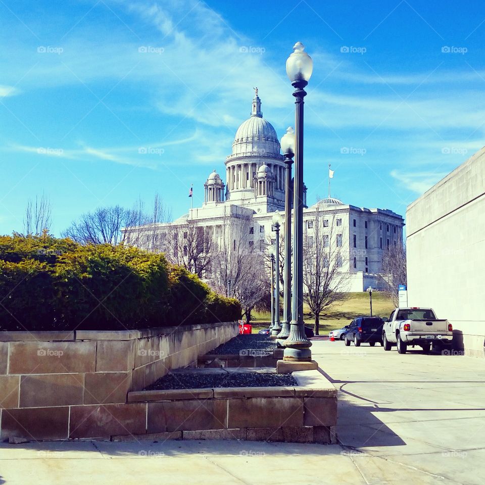 Capitol . Rhode Island State House on a sunny spring day