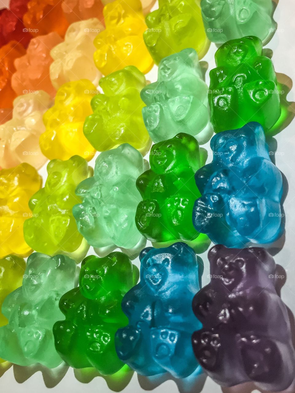 Candy gummy bears in various colors 