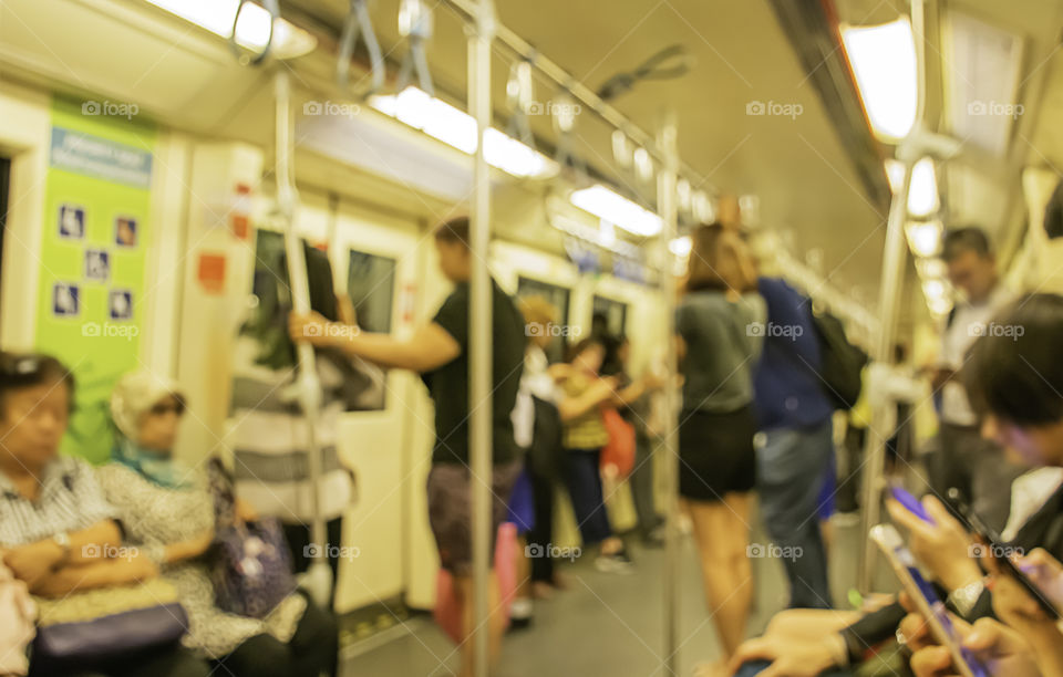 Blurry image of a passenger Subway train