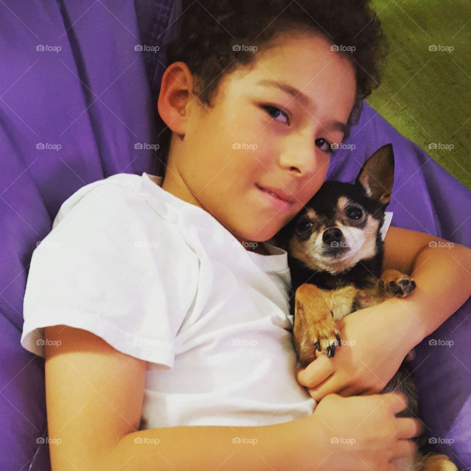 boy and his dog cute