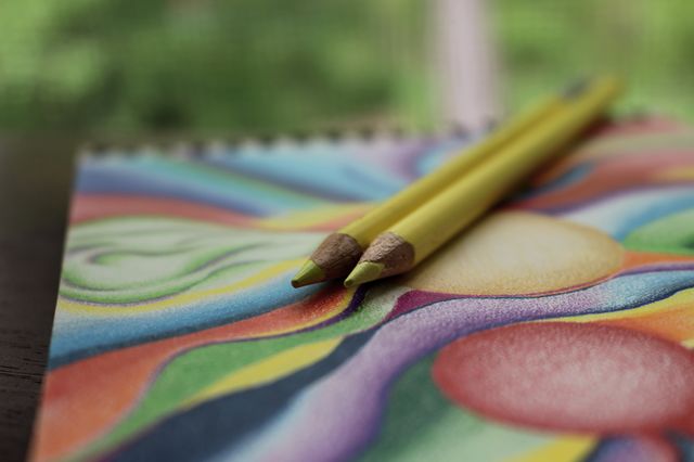 Drawing with yellow pencil