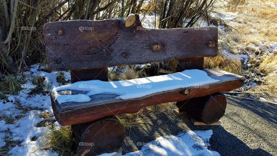 Snow on the bench