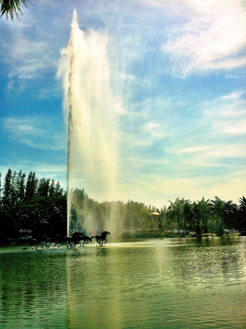 Fountain in the pond